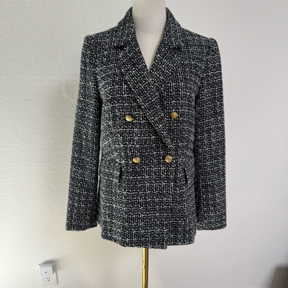 Nanette Lepore Black Tweed Blazer Jacket